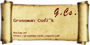 Grossman Csák névjegykártya